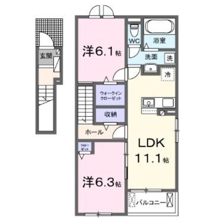 エスポワール多久Aの物件間取画像